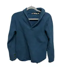 Soft Surroundings Blue VNeck 100% cotton collared pullover sweater Size XS