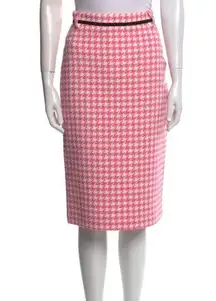 Msgm pink tweed houndstooth skirt