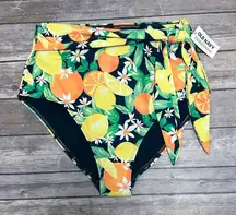 Old Navy Blue Yellow White High Waisted Side Tie Lemons Oranges Bikini Bottom