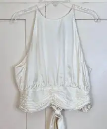 Little Puffy Silk Ribbon Satin Ivory Halter Top Medium