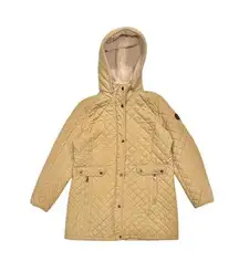 ★ Lauren Ralph Lauren Tan Quilted Sherpa-Lined Hooded Parka Jacket / Coat ★