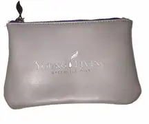 Young Living Zippered Pouch Gray Silver Purple  Vegan Faux Leather Key Ring