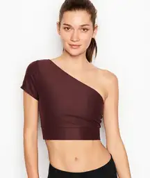 Burgundy One Shoulder Banded Crop Top