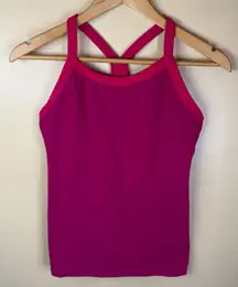 Lululemon Ujjayi Y II Athletic Tank Top Raspberry Size 2 Activewear Built in Bra
