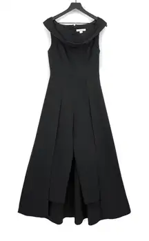 NWT KAY UNGER Anais Jumpsuit w/Train Black 6