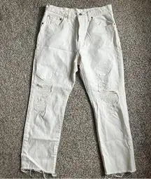 Levi’s Premium White High Rise Distressed Denim Jeans Casual Neutral 32