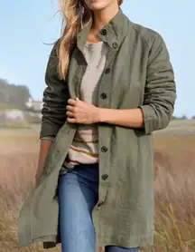 Garnet Hill Relaxed Linen Painter's Topcoat Green Size 4