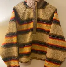 Faherty Women’s Sherpa Fleece Fireside Popover in Bonfire Stripe SzMedium NWT