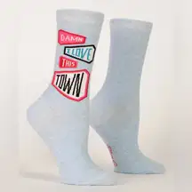 Light Blue - Damn I Love This Town - Women’s Crew Socks By Blue Q Fits 5-10 NWT