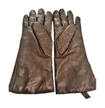 Black Genuine Leather Gloves Women’s Sz 7 100% Cashmere Lined Medium Driving
