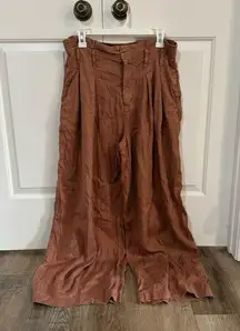 Free People Wide Leg Burnt Orange Flowey Pants Size 8