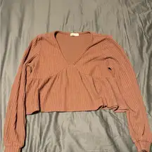 ROMWE Textured Knit Top in Rust