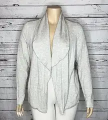 90 Degrees by Reflex NWT XL Heather Gray Open Front Rayon Knit Cardigan Jacket