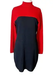 St. John VINTAGE  color block long sleeve knit Mini dress red black sz 6