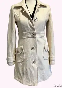 Y2k 2000s vintage Tulle cream wool blend peacoat