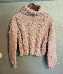 POL  Chunky Knit Pink Turtleneck Sweater Size Medium