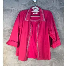 VTG R&B California 2 Piece T-Shirt Blouse Set XL Pink Rhinestone Bling Western