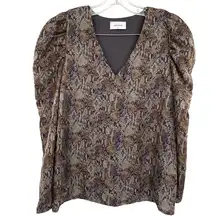 Adrienne Snakeskin Print Puff Balloon Sleeve Blouse Mobwife Top