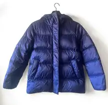 Everlane ReNew Re:Down Hooded Puffer Jacket XS Blue Recycled Down