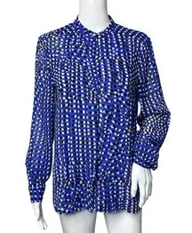 Reiss  Shirt Womens 6 Blue Black Lea Spot Print Button Up Casual Work Office