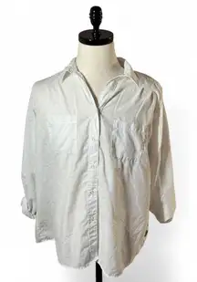 Woolrich White Patterned Long Sleeve Button Down Shirt Casual Career Work