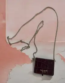 KATE SPADE Burgundy Air Pod Pro Case Micro Crossbody Bag