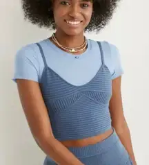 NWT  Take Charge Sweater Corset Tank Top Cropped Blue Size Large L NEW