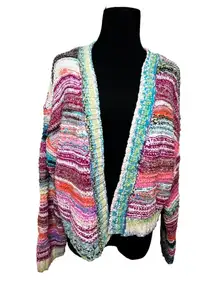 Women's Open Front Cropped Cardigan Wild Fable Multicolor SZ XL Colorful Artsy