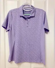 Dover Saddlery Jacquard Snap‎ Polo Purple Shirt Size L