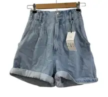 Zara High Waist Light Blue Women's Shorts NWT