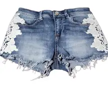Indigo Rein jean short distressed