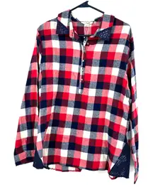 Simply Noelle size L XL‎ 12-14 red blue white long sleeve button up flannel top