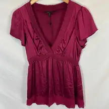 BCBGMAxazria Silk Babydoll Blouse Size Medium