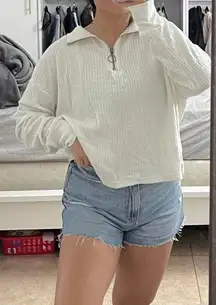 White Waffle Sweater