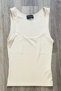 White Fox Cream Ribbed Tank Top