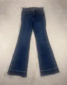 Women's Wrangler Retro Flare Jeans 27x32 High Rise Trouser Boot Cut Raw Hem