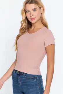 Pink Ribbed Knit Large Top