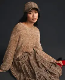 Anthropologie Maeve Tinsel Eyelash Sweater