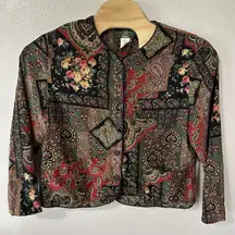 VTG Orvis Jacket Women's‎ 16 Multicolor Floral Paisley Tapestry Button Front