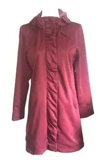Athleta Burgundy Maroon Midi Zipper Magnetic Closure Rain Jacket Size Small