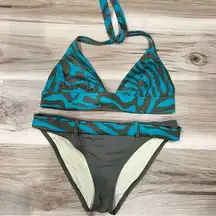 Victoria's Secret  Brown/Aqua Zebra Two Piece Bikini Women’s Medium