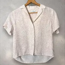 Rails Maui White Mini Cheetah Top Silk Short Sleeve Button‎ Down Shirt Size XS