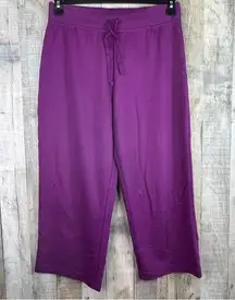 Hanes Size Medium (8-10) Lightweight Purple Cropped Capri Joggers Stretc…