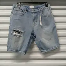 Asos Womens Denim Jeans Shorts Size 34 Waist Blue Deconstructed Gorpcore Casual