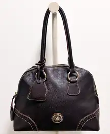 Dooney Bourke Dark Brown Tmoro Pebble Leather Zipper Dome Two Strap Shoulder Bag