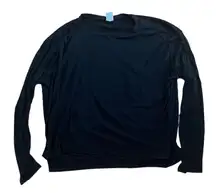 All in Motion Black Ribbed Long Sleeve Performance Top Size Large
