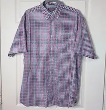 Daniel Cremieux Signature Collection Short Sleeve Button-Up Shirt - Size L - Red White Blue Black