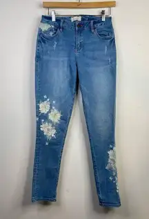 Sundance Catalog Sugar Blossom Embroidered Primrose Skinny Stretch Jeans 28