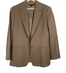 Lafayette 148 Wool Two Button Blazer Jacket Camel Tan Office Career‎ Classic