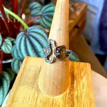 Seahorse & Citrine Rough Sterling Silver Ring Size 7